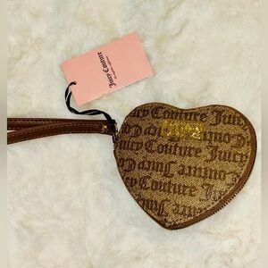 Juicy Couture Chestnut Brown Gold Statement heart wristlet - NWT MSRP $39